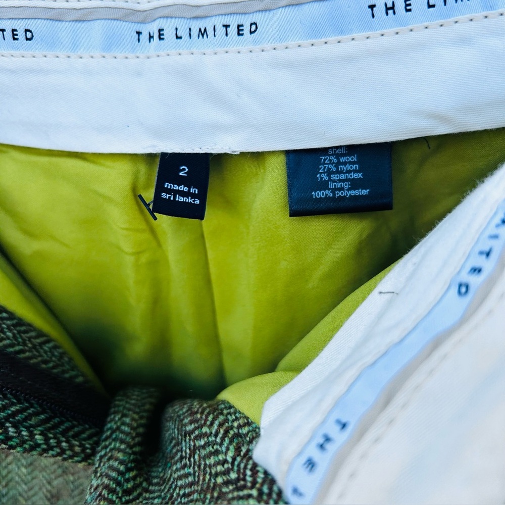 Vintage Green wool herringbone straight leg pants with lining